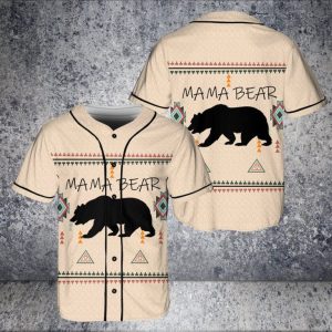 Mama Bear Native Symbol Native American Baseball Jersey