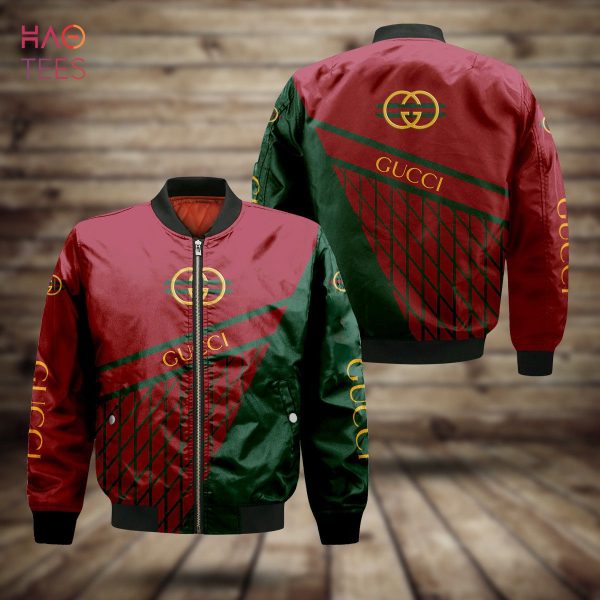 Gucci Red Mix Green Luxury Brand Bomber Jacket Limited Edition